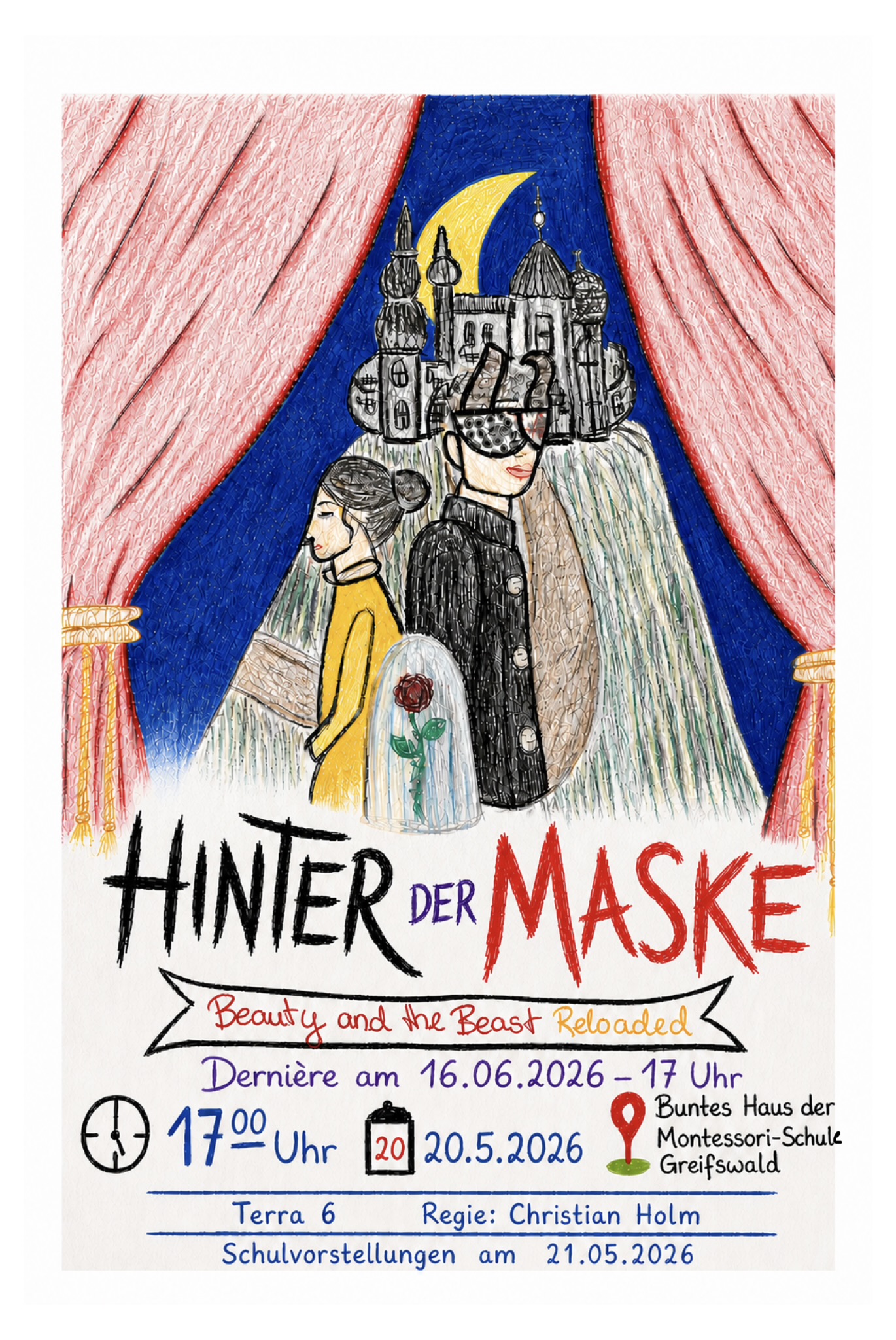 Theaterplakat Hinter der Maske